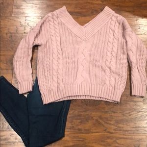 Main Strip Dusty Rose Vneck Sweater